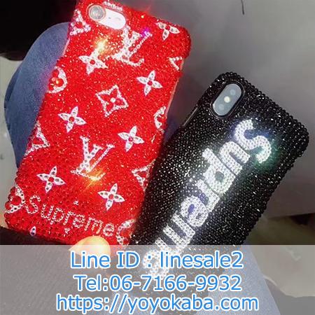 supreme LV iPhone8ケース iphonexケース キラキラ