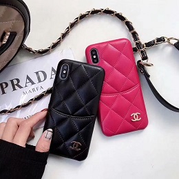 chanel ロゴ柄 iPhoneXS/XR/XS MAXケース 背面カード入れ機能