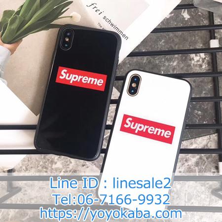 シンプル風 SUPREME iPhoneXS/Xs Max カバー 背面ガラス