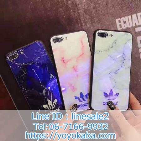 adidas iPhoneXSブルーライト裂け目柄ガラスケース