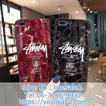 stussy iPhonexsホワイトライト背面ガラス携帯ケース