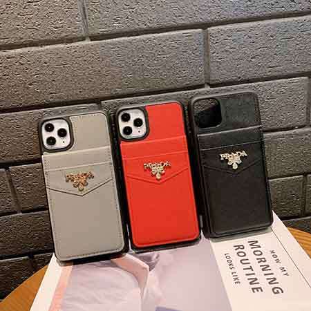 パラダ PRADA ブランド iphone12 ケース 金属LOGO 革製 カード入れ付き アイホン12 pro 携帯カバー iphone11ケース パラダ ブランド アイフォン11pro maxカバー 高級感 シンプル おしゃれ 女性向け代金引換をご利用できます