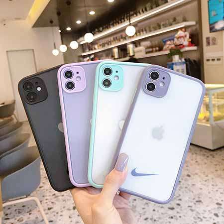 ナイキ NIKE ブランド iphone12ケース つや消し 枠TPU 背後IMD 小さいロゴ iphone12miniケース アイホン12pro/12pro max スマホカバー シンプル LINEで簡単にご注文可