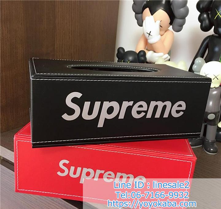 supremeティッシュボックスケース レザー製